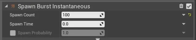 Spawn Burst Instantaneousの設定